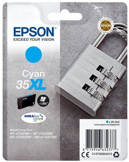 Epson Padlock Singlepack Cyan 35XL DURABrite Ultra Ink [C13T35924010]