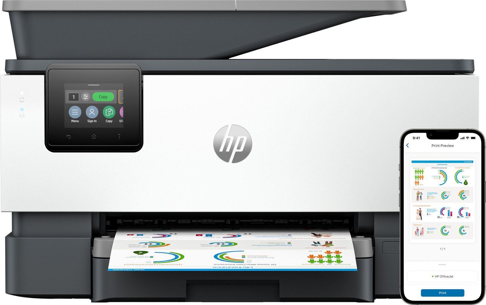 HP OfficeJet Pro 9125e Wireless All-in-One Colore Stampante, Instant Ink; Stampa fronte/retro [403X5B#629]