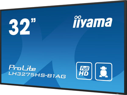 iiyama LH3275HS-B1AG visualizzatore di messaggi Pannello piatto per segnaletica digitale 81,3 cm (32") LCD Wi-Fi 500 cd/m Full HD Nero Processore integrato Android 11 24/7 [LH3275HS-B1AG]