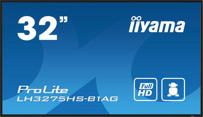 iiyama LH3275HS-B1AG visualizzatore di messaggi Pannello piatto per segnaletica digitale 81,3 cm (32") LCD Wi-Fi 500 cd/m Full HD Nero Processore integrato Android 11 24/7 [LH3275HS-B1AG]