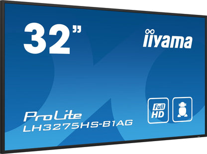 iiyama LH3275HS-B1AG visualizzatore di messaggi Pannello piatto per segnaletica digitale 81,3 cm (32") LCD Wi-Fi 500 cd/m Full HD Nero Processore integrato Android 11 24/7 [LH3275HS-B1AG]