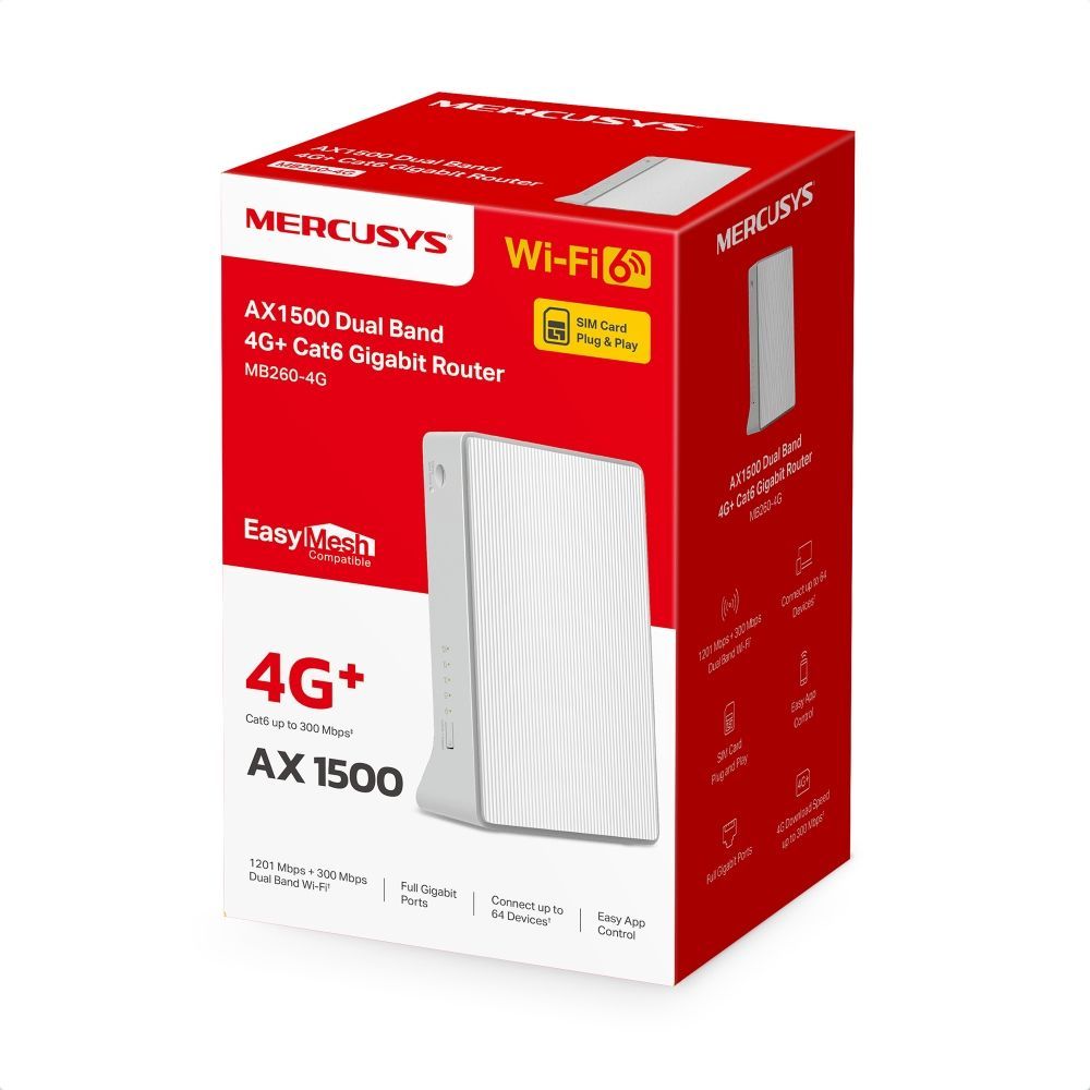 Mercusys MB260-4G router wireless Gigabit Ethernet Dual-band (2.4 GHz/5 GHz) Bianco [MB260-4G]
