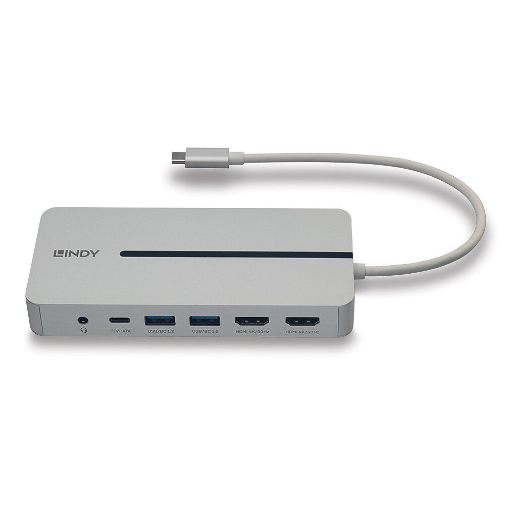 Lindy 43360 replicatore di porte e docking station per laptop Cablato USB 3.2 Gen 1 (3.1 Gen 1) Type-C Argento, Bianco [LINDY43360]