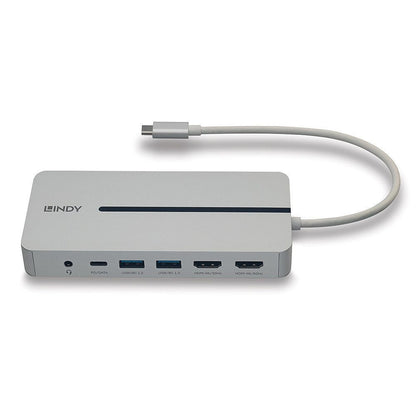 Lindy 43360 replicatore di porte e docking station per laptop Cablato USB 3.2 Gen 1 (3.1 Gen 1) Type-C Argento, Bianco [LINDY43360]