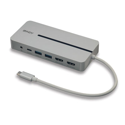 Lindy 43360 replicatore di porte e docking station per laptop Cablato USB 3.2 Gen 1 (3.1 Gen 1) Type-C Argento, Bianco [LINDY43360]