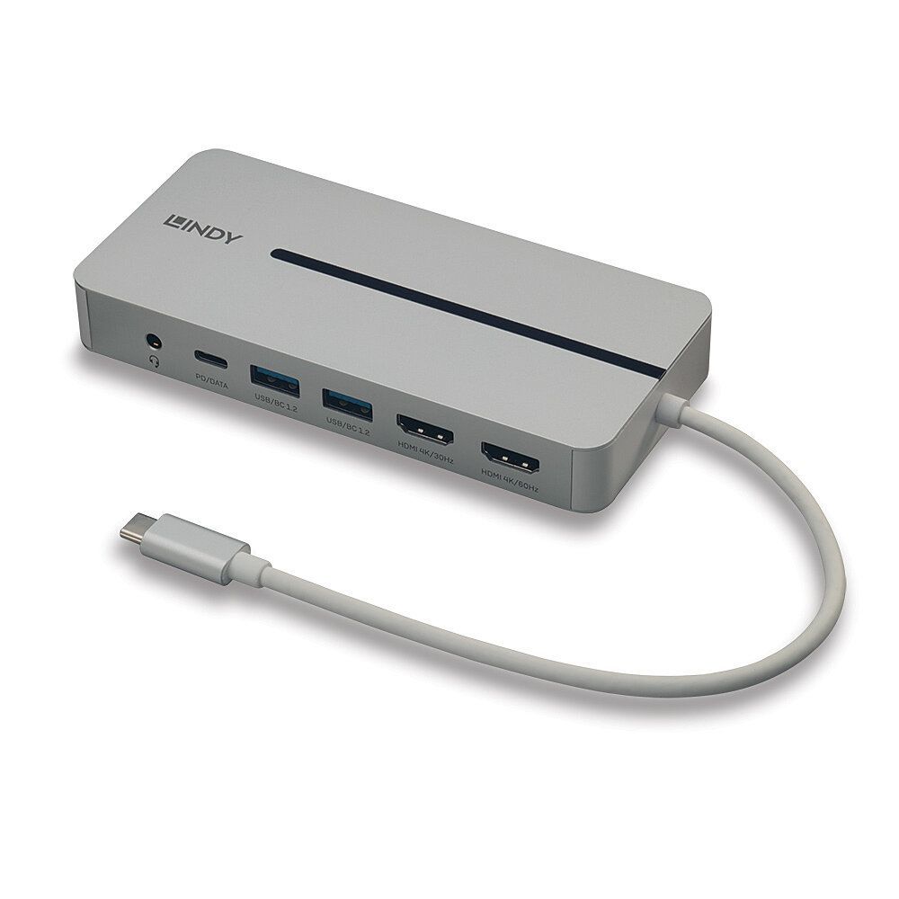 Lindy 43360 replicatore di porte e docking station per laptop Cablato USB 3.2 Gen 1 (3.1 Gen 1) Type-C Argento, Bianco [LINDY43360]