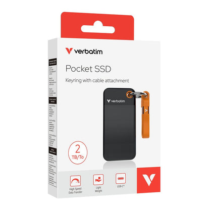 Verbatim Pocket SSD 2 TB USB tipo-C 3.2 Gen 2 (3.1 Gen 2) Nero, Arancione [32197]