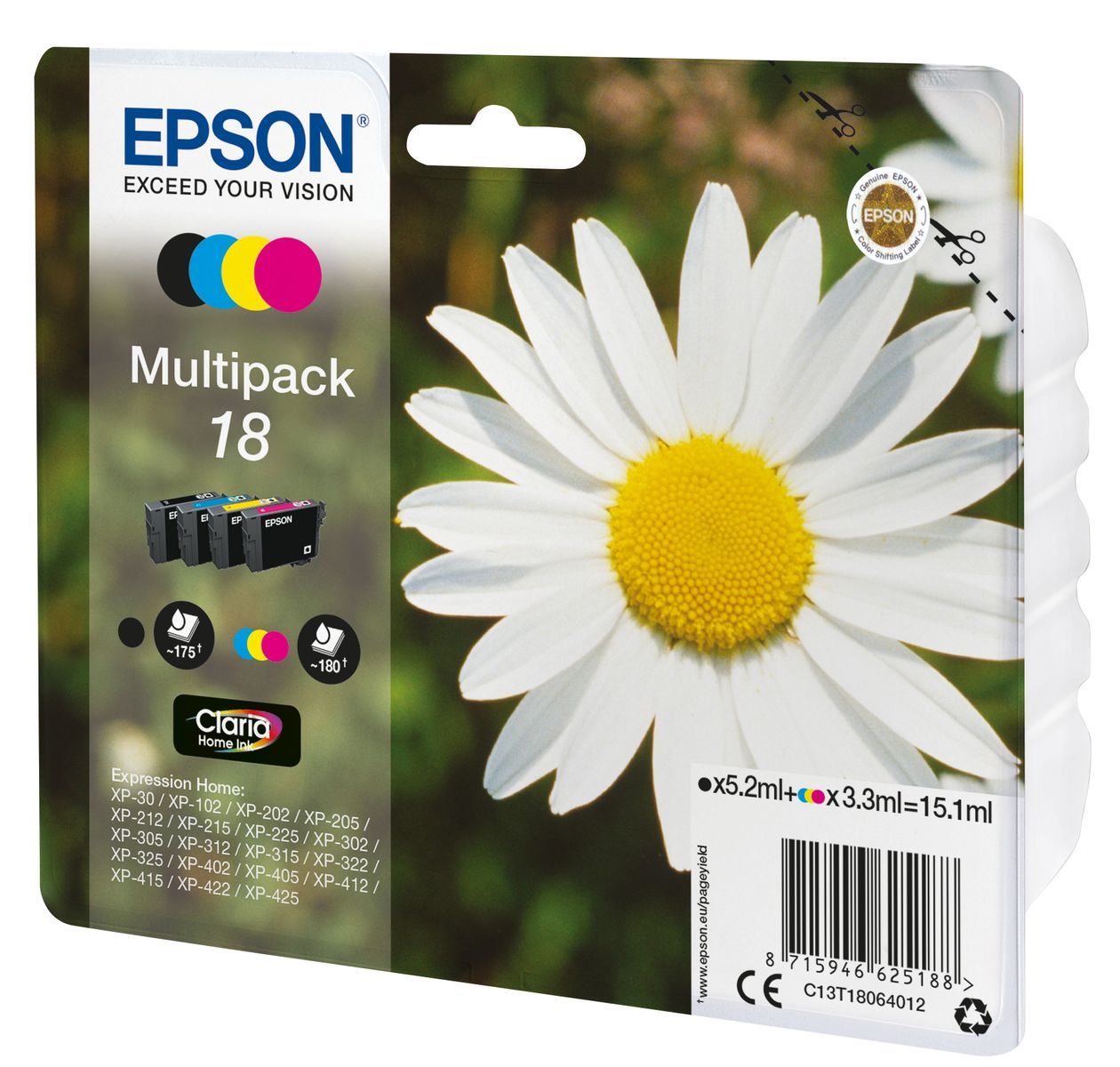Epson Daisy Multipack Margherita 4 colori Inchiostri Claria Home 18 [C13T18064012]