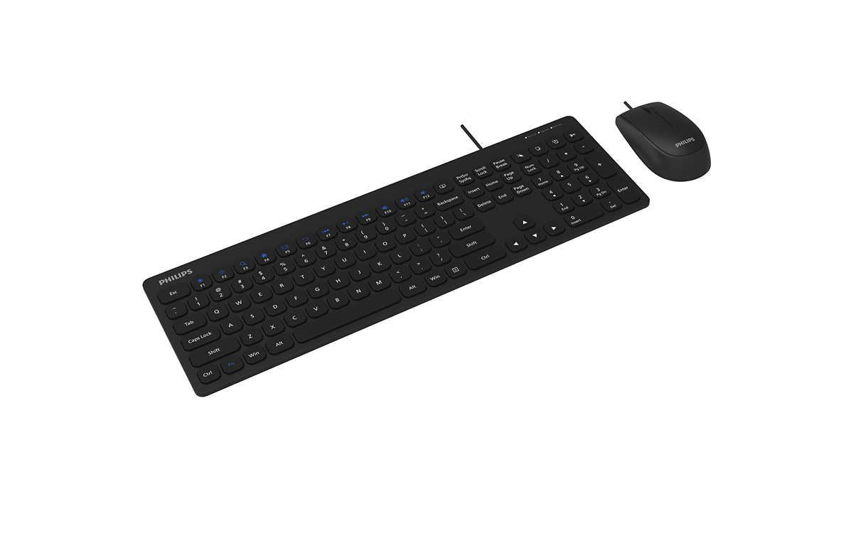 Philips Serie 2000 SPT6207BL/34 tastiera Mouse incluso Universale USB QWERTY Inglese Nero [SPT6207BL/34]