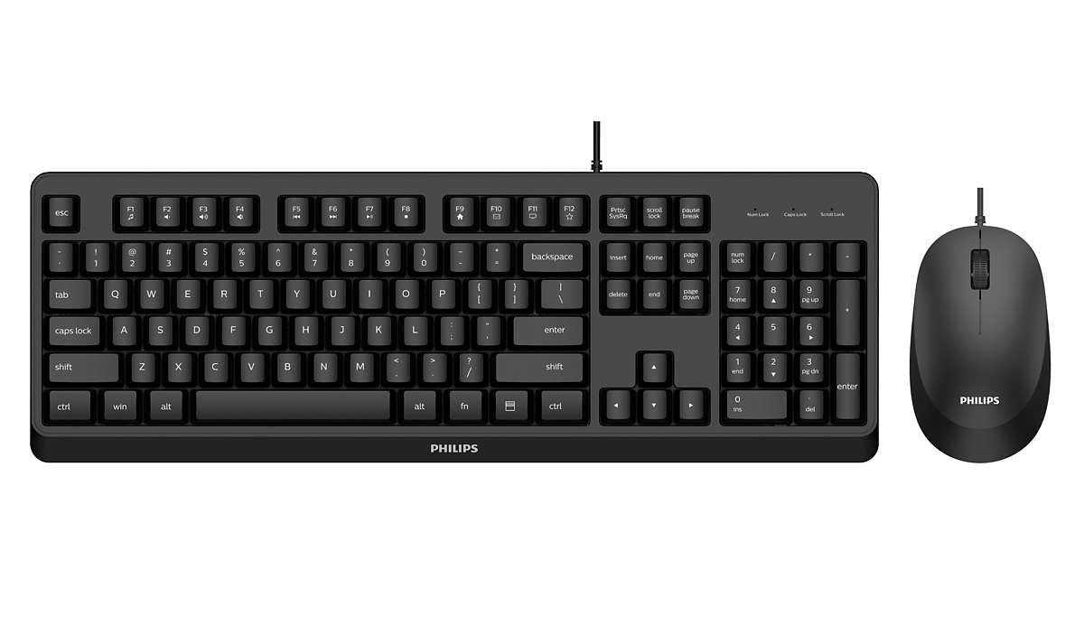 Philips 2000 series SPT6207BL/34 tastiera Mouse incluso Universale USB QWERTY Inglese Nero [SPT6207BL/34]