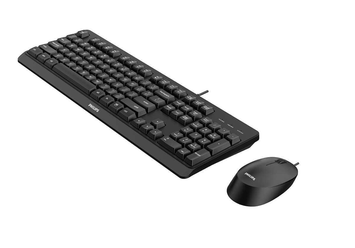 Philips 2000 series SPT6207BL/34 tastiera Mouse incluso Universale USB QWERTY Inglese Nero [SPT6207BL/34]