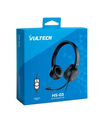 Vultech HS-03 cuffia e auricolare Cablato A Padiglione Ufficio USB tipo A Nero [HS-03]