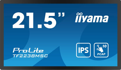 iiyama PROLITE Pannello A digitale 55,9 cm (22") LED 600 cd/m Full HD Nero Touch screen [TF2238MSC-B1]