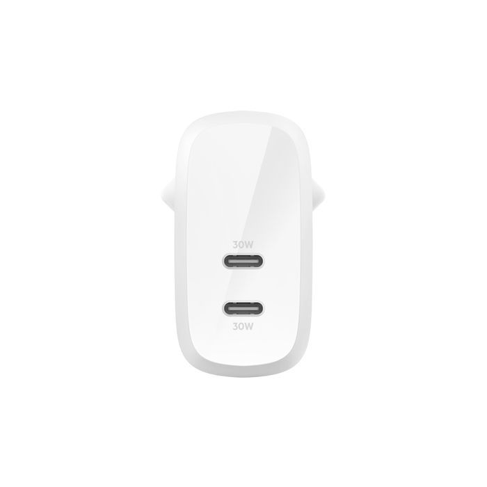 Belkin CARICABATTERIE DA PARETE DUAL 30W PORTA USB-C [WCB010VFWH]