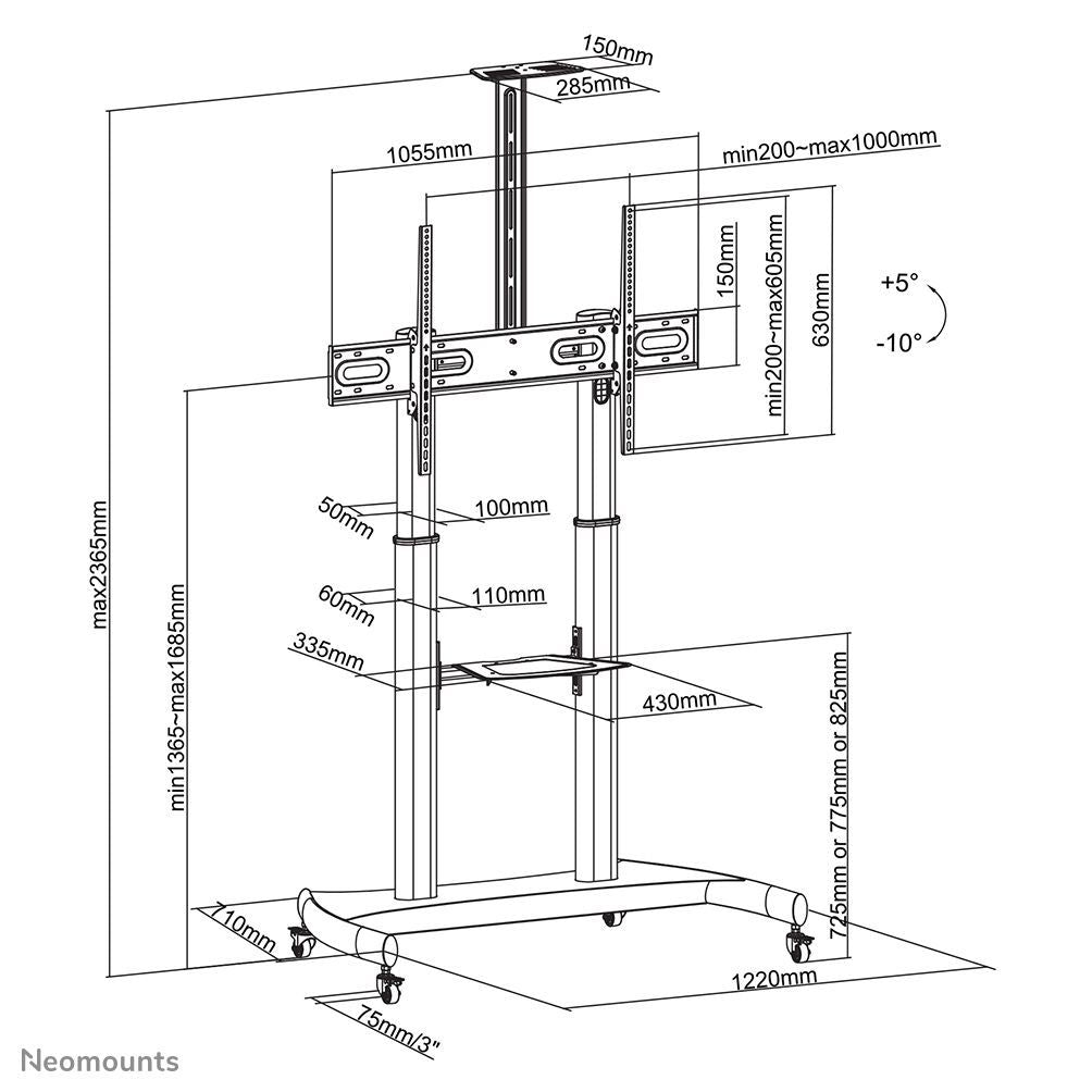 Neomounts PLASMA-M1950E Carrello TV 60-100" [PLASMA-M1950E]