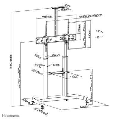 Neomounts PLASMA-M1950E Carrello TV 60-100" [PLASMA-M1950E]