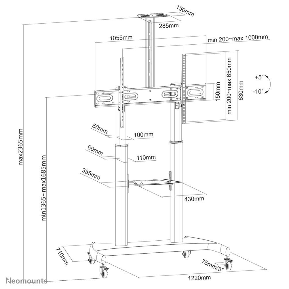 Neomounts PLASMA-M1950E Carrello TV 60-100" [PLASMA-M1950E]