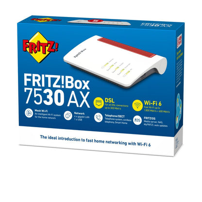 FRITZ!Box 7530 AX router wireless Gigabit Ethernet Dual-band (2.4 GHz/5 GHz) Bianco [20002944]