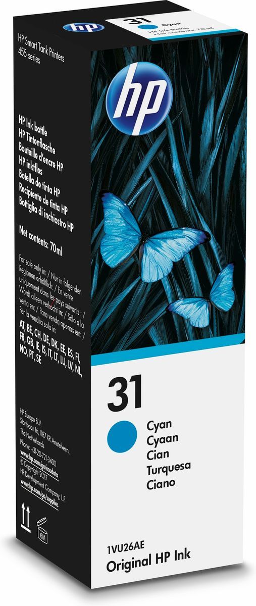 HP 31 70-ml Cyan Original Ink Bottle Originale [1VU26AE]