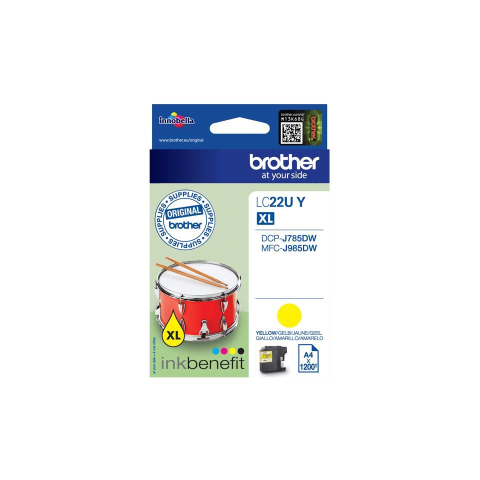 Brother LC22UY cartuccia d'inchiostro 1 pz Originale Resa elevata (XL) Giallo [LC22UY]