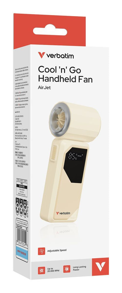 VERBATIM COOLNGO AIRJET HANDHELD FAN WHITE/SILVER [32341]