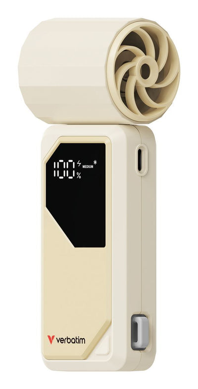 VERBATIM COOLNGO AIRJET HANDHELD FAN WHITE/SILVER [32341]