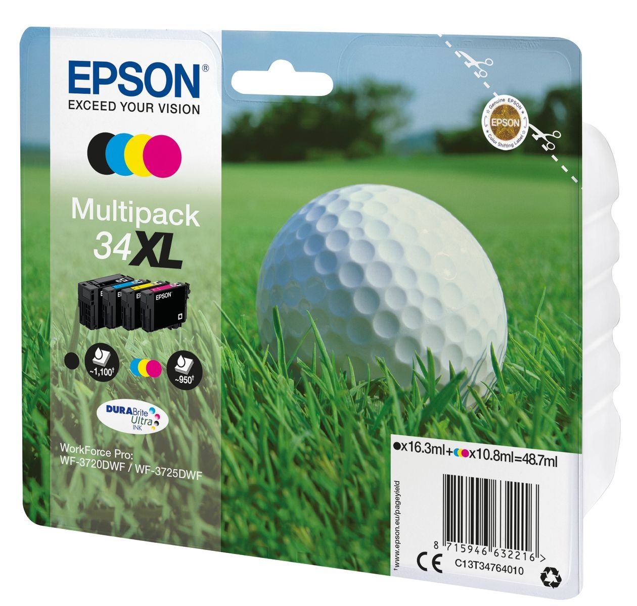 Epson Golf ball Multipack 4-colours 34XL DURABrite Ultra Ink [C13T34764010]