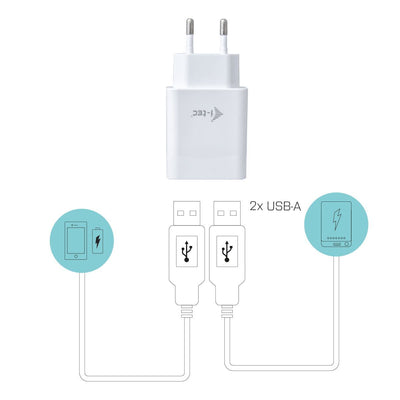 i-tec CHARGER2A4W Caricabatterie per dispositivi mobili Bianco Interno [CHARGER2A4W]