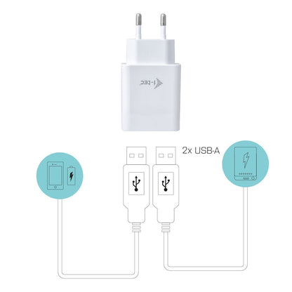 i-tec CHARGER2A4W Caricabatterie per dispositivi mobili Bianco Interno [CHARGER2A4W]