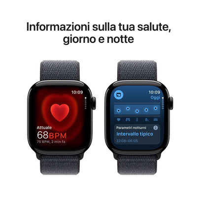 Apple Watch Series 10 Serie 10 GPS 42mm Cassa in Alluminio color Jet Black con Sport Loop [MWWG3QL/A]