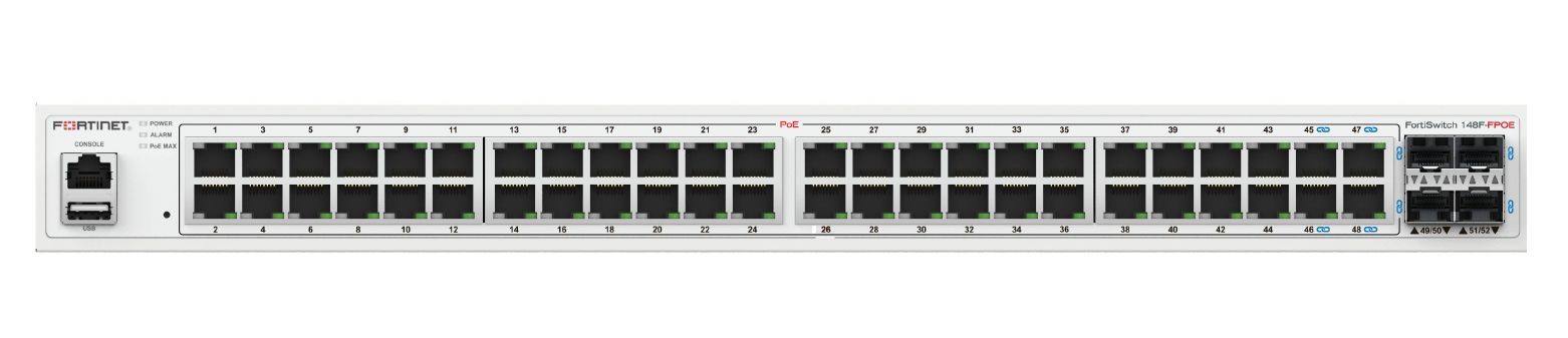 Fortinet FS-148F-FPOE switch di rete L2 Gigabit Ethernet (10/100/1000) Supporto Power over Ethernet (PoE) 1U Bianco [FS-148F-FPOE]