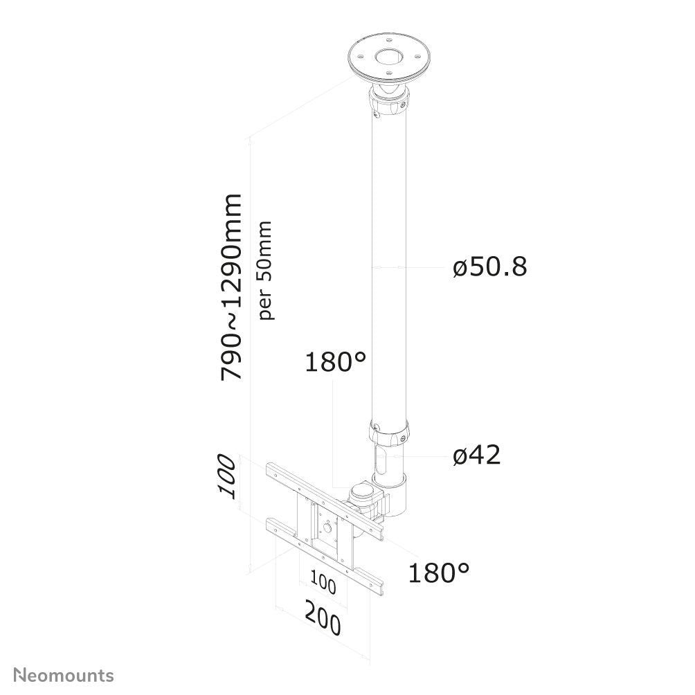 Neomounts FPMA-C100 Supporto monitor/TV a soffitto 10-30" - alt. 79-129 cm [FPMA-C100]