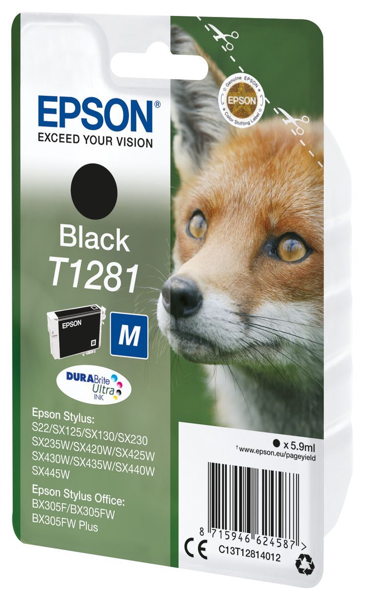 Epson Fox Inchiostro nero singolo DURABrite Ultra Volpe T1281 [C13T12814012]