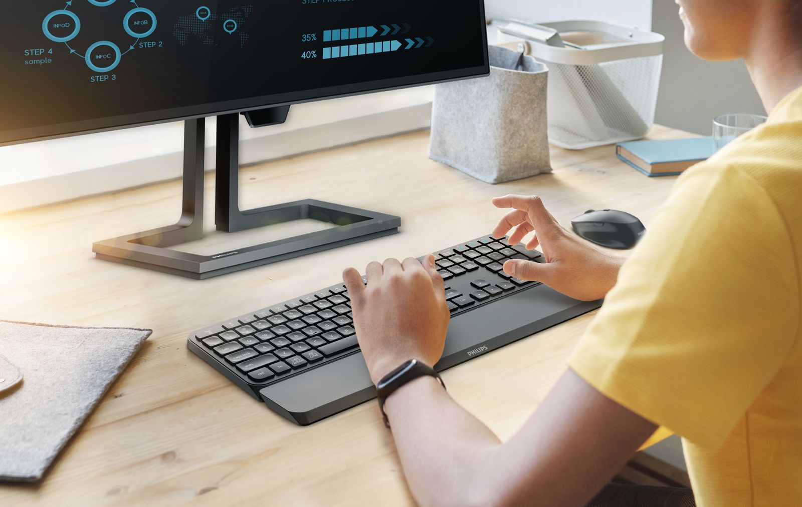 Philips 6000 series SPT6607B/34 tastiera Mouse incluso Casa RF senza fili + Bluetooth Nero [SPT6607B/34]