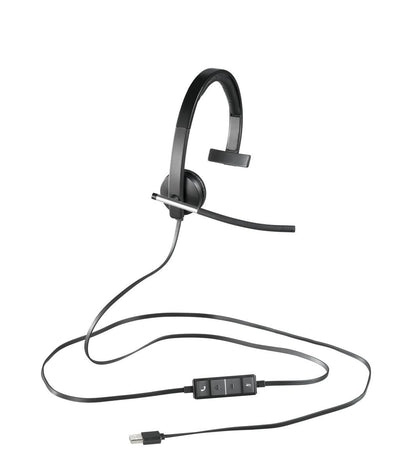 Logitech H650e Auricolare Cablato A Padiglione Ufficio USB tipo A Nero, Argento [981-000514]