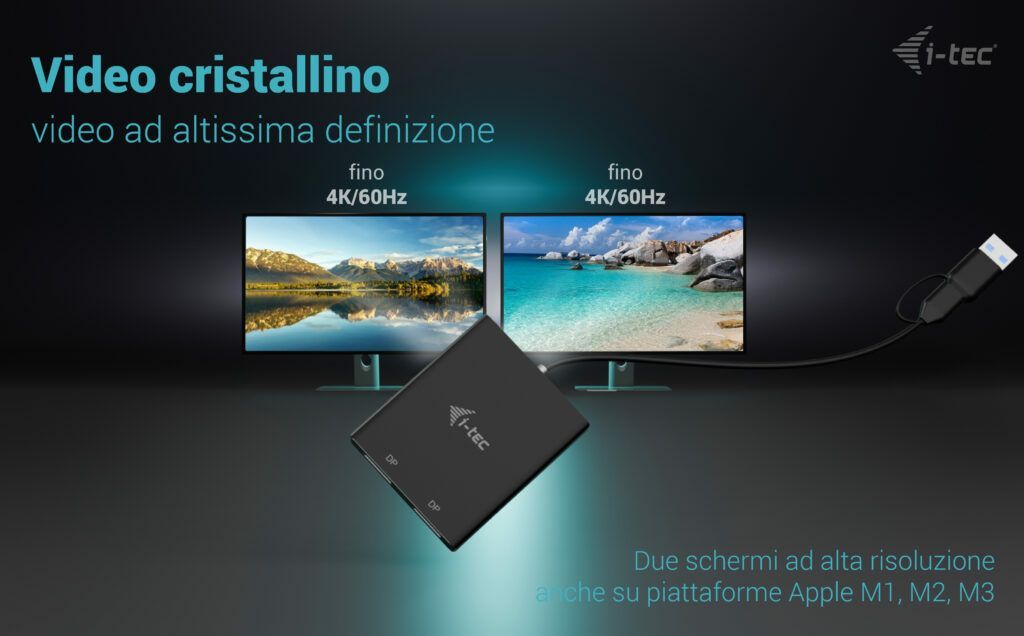 i-tec USB-A/USB-C Dual 4K/60 Hz DisplayPort Video Adapter [CADUAL4KDP]