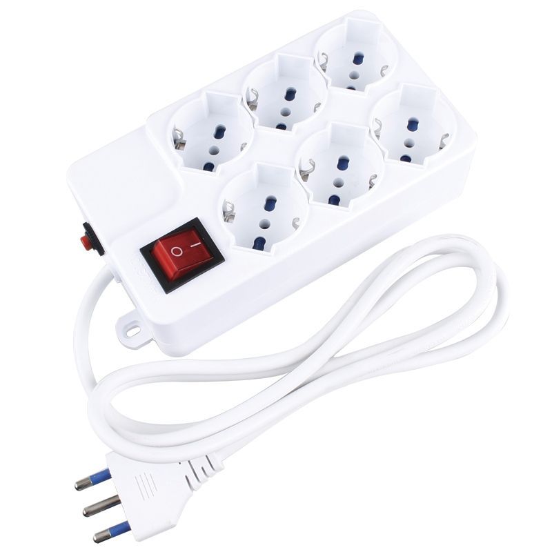 Vultech Multipresa Bipasso 6 Posti con Protezione Overload Mu-03 [MU-03]