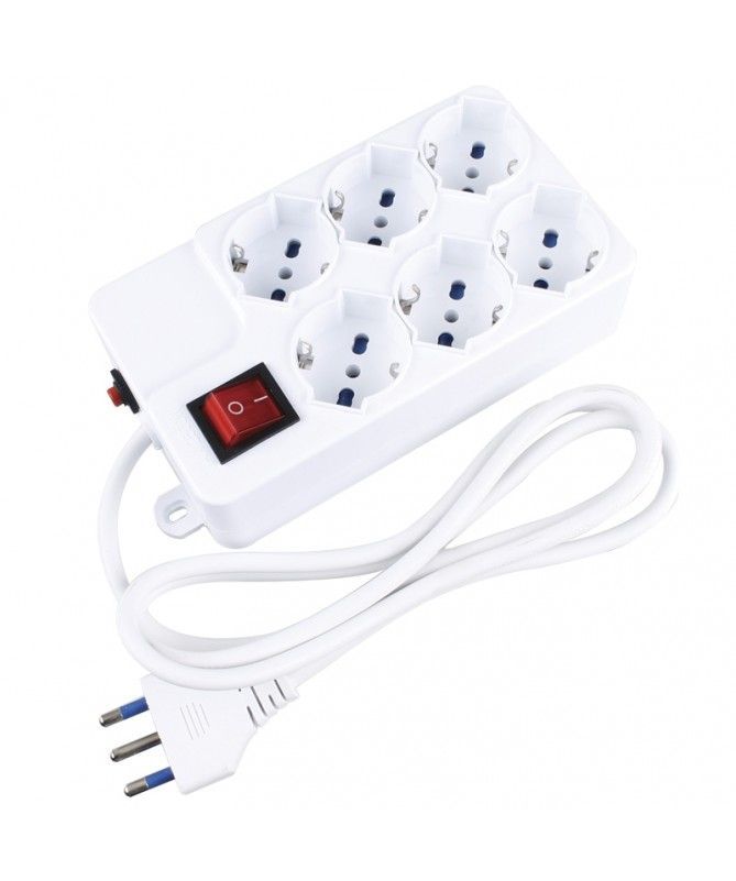 Vultech Multipresa Bipasso 6 Posti con Protezione Overload Mu-03 [MU-03]