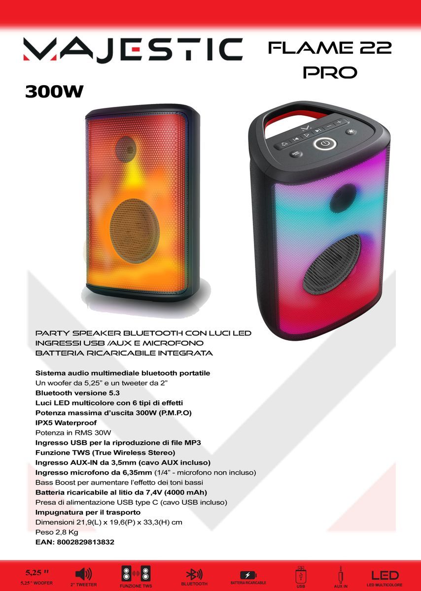 New Majestic FLAME 22 PRO Nero 30 W [116322BK]