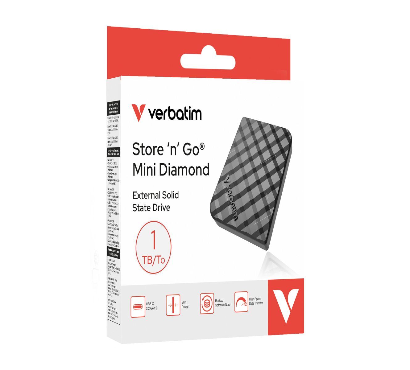 Verbatim Store 'n' Go Mini Diamond 1 TB USB tipo-C 3.2 Gen 2 (3.1 Gen 2) Nero [32025]