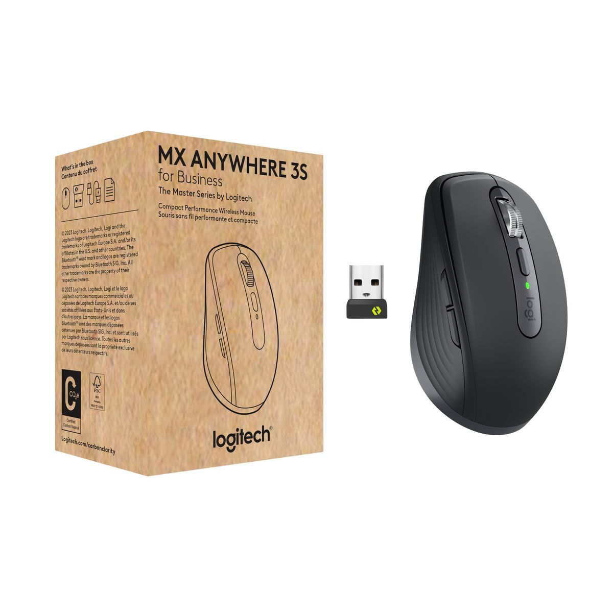 Logitech MX Anywhere 3S for Business mouse Ufficio Mano destra RF senza fili + Bluetooth Laser 8000 DPI [910-006958]