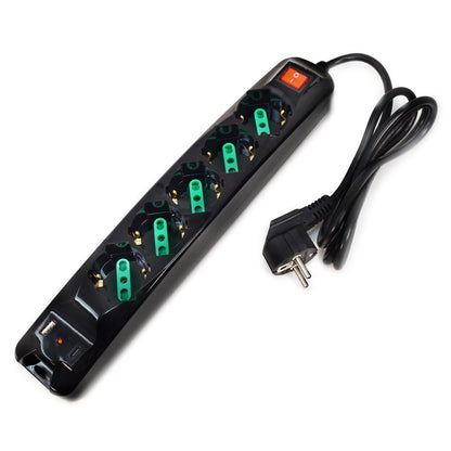 LIMPIADOR ENERGÉTICO TECNOWARE ENTRADA SCHUKO - 5 SALIDAS ITA/SCHUKO + USB-A, USB-C [FMP5GIGUSB]