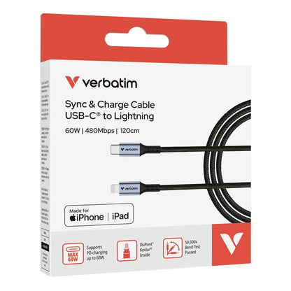 VERBATIM CAVO SYNC CHARGE CABLE USB-C TO LIGHTNING 120 CM [31844]