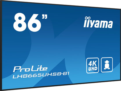 iiyama LH8665UHSB-B1 visualizzatore di messaggi Design chiosco 2,18 m (86") LED Wi-Fi 800 cd/m 4K Ultra HD Nero Processore integrato Android 11 24/7 [LH8665UHSB-B1]