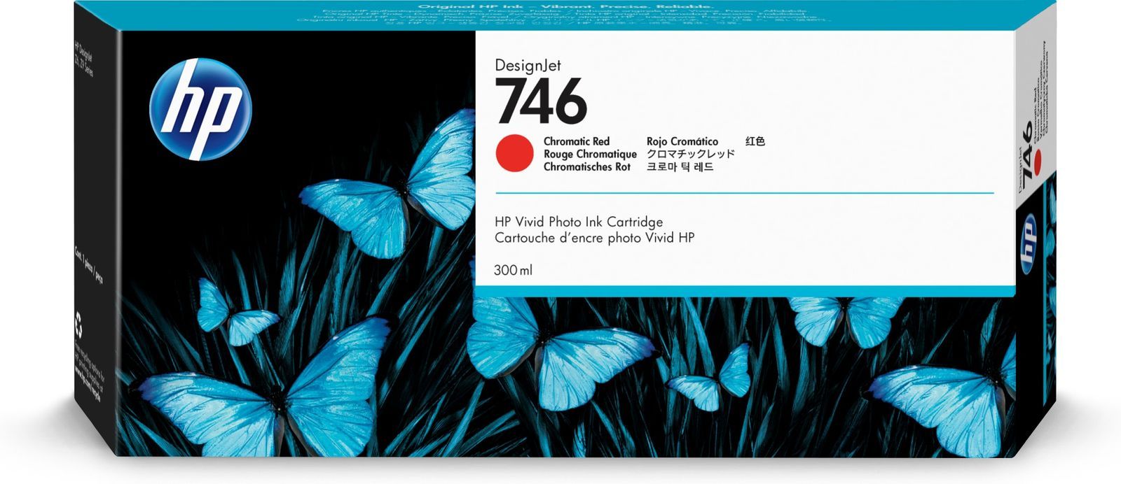 HP Cartuccia di inchiostro rosso cromatico 746 DesignJet da 300 ml [P2V81A]