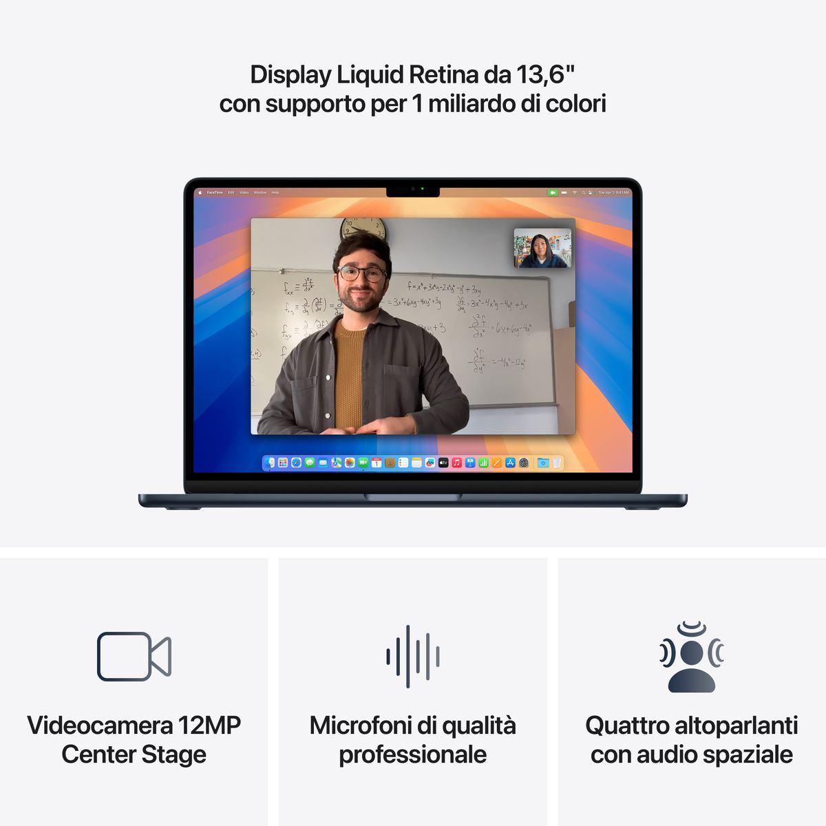 Apple MacBook Air 13'' M4 chip 10-core CPU 8-core GPU, 16GB, 256GB SSD - Mezzanotte [MW123T/A]
