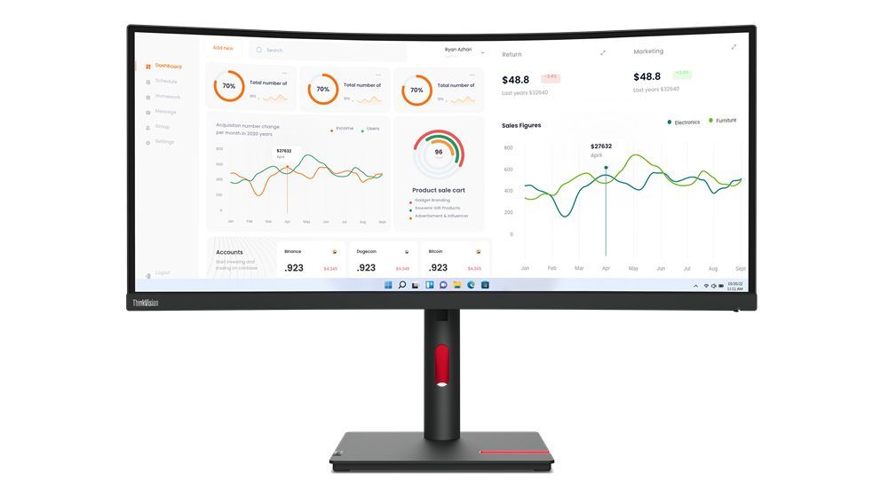 Lenovo ThinkVision T34w-30 LED display 86,4 cm (34") 3440 x 1440 Pixel Wide Quad HD Nero [63D4GAT1EU]