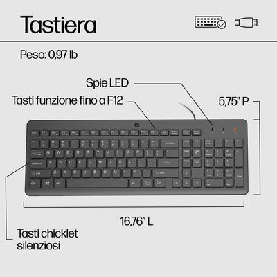Tastiera e mouse HP 150 Wired [240J7AA#ABZ]