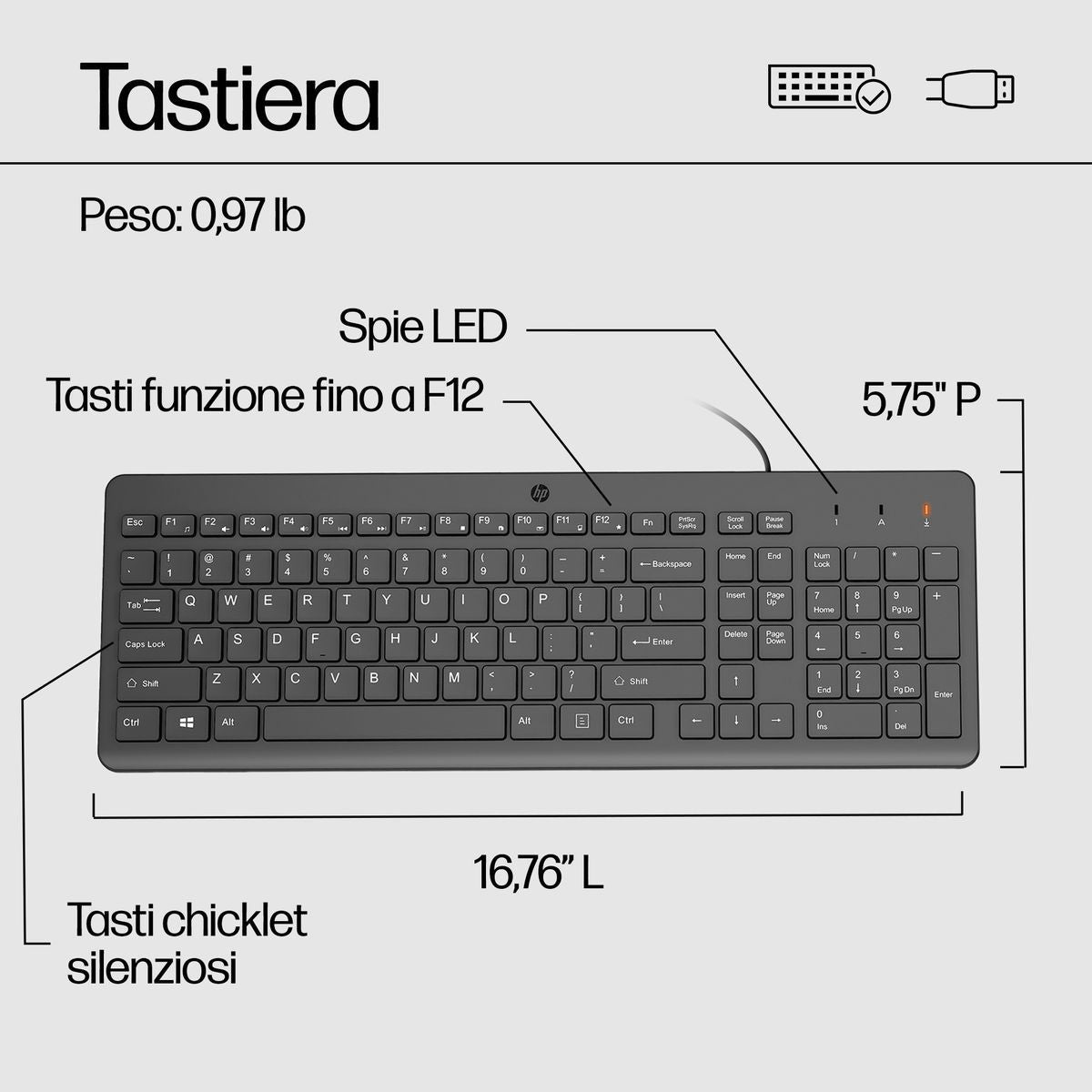 Tastiera e mouse HP 150 Wired [240J7AA#ABZ]