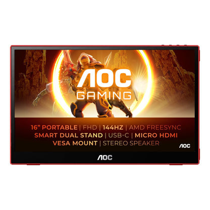 AOC 16G3 TV e monitor portatile Nero, Rosso 39,6 cm (15.6") TFT 1920 x 1080 Pixel [16G3]
